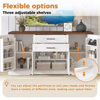 Buffet de 63 po avec 4 portes de grange et 2 tiroirs, buffet de rangement de style ferme avec étagères réglables, table de bar à café, console