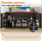 Buffet de 63 po avec 4 portes de grange et 2 tiroirs, buffet de rangement de style ferme avec étagères réglables, table de bar à café, console