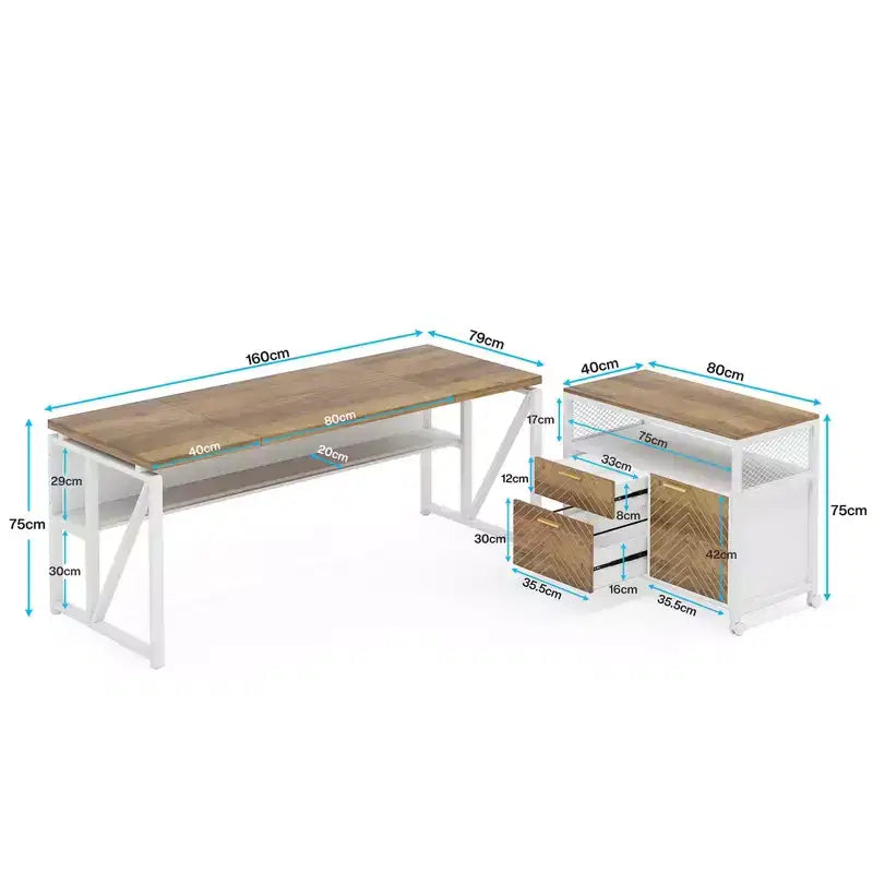 MAYEERTY 63 Bureau informatique, table de bureau avec étagère de rangement inférieure