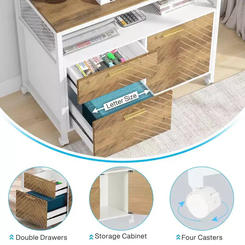 MAYEERTY 63 Bureau informatique, table de bureau avec étagère de rangement inférieure