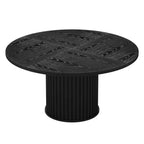 MAYEERTY Table à Manger Ronde 47 en Bois, Table de Cuisine avec Base en Métal Cannelé Robuste