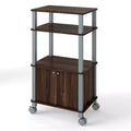Gymax Multi-purpose Walnut Rolling Storage Cart with Bakers Rack and Microwave Stand
