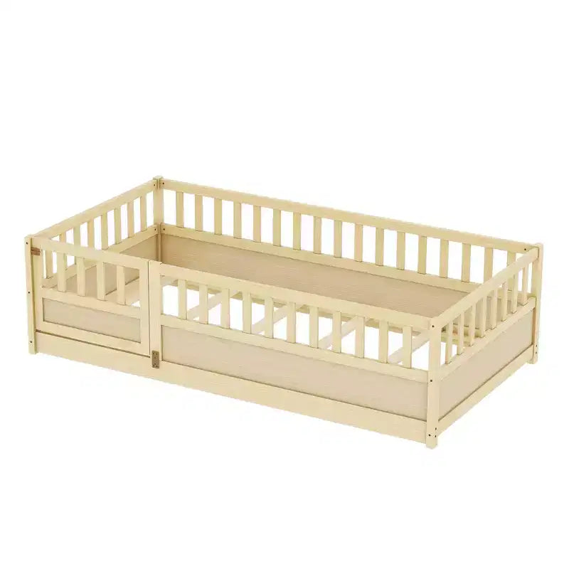 JVNOXK Cadre de lit double mezzanine pour enfants, structure intégrée avec garde-corps de sécurité extra-haut et sommier à lattes en bois
