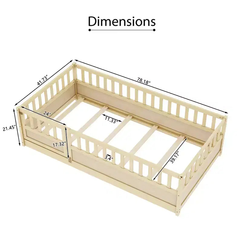 JVNOXK Cadre de lit double mezzanine pour enfants, structure intégrée avec garde-corps de sécurité extra-haut et sommier à lattes en bois