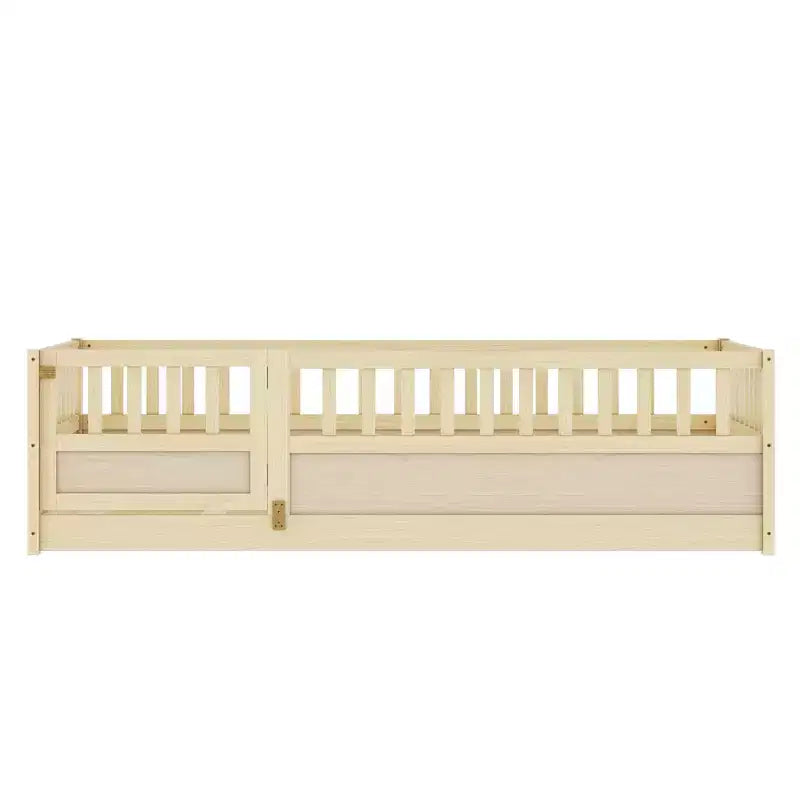 JVNOXK Cadre de lit double mezzanine pour enfants, structure intégrée avec garde-corps de sécurité extra-haut et sommier à lattes en bois