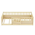 JVNOXK Cadre de lit double mezzanine pour enfants, structure intégrée avec garde-corps de sécurité extra-haut et sommier à lattes en bois
