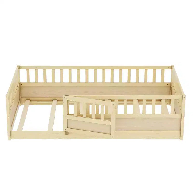 JVNOXK Cadre de lit double mezzanine pour enfants, structure intégrée avec garde-corps de sécurité extra-haut et sommier à lattes en bois