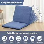 Chaise de sol avec support dorsal, coussin de méditation à 6 positions réglables avec cadre en acier au carbone et housse lavable