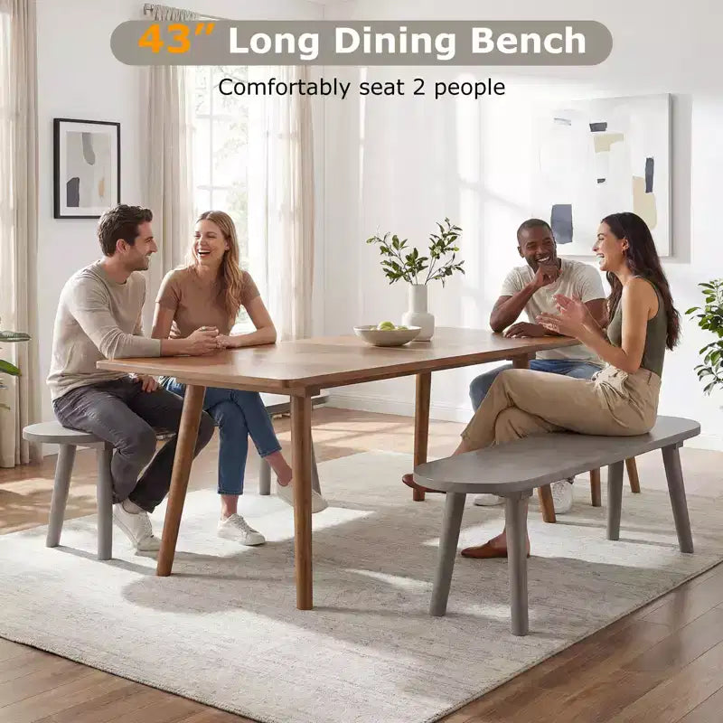Banc de salle à manger Costway 43'' en bois massif de style ferme, lot de 2 avec pieds en bois d'hévéa pour la cuisine