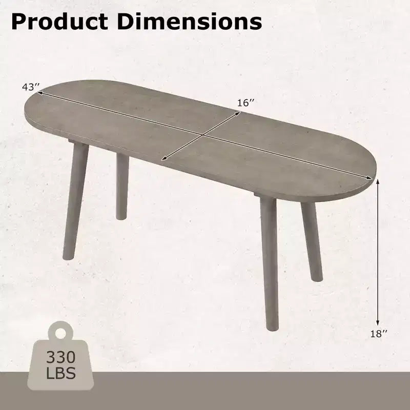 Banc de salle à manger Costway 43'' en bois massif de style ferme, lot de 2 avec pieds en bois d'hévéa pour la cuisine