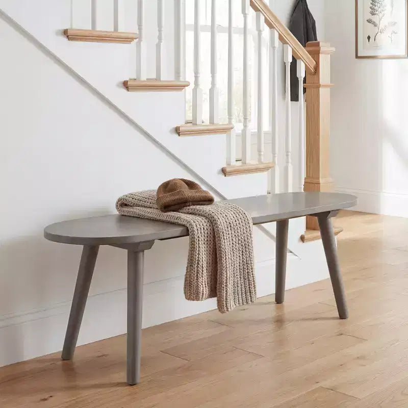 Banc de salle à manger Costway 43'' en bois massif de style ferme, lot de 2 avec pieds en bois d'hévéa pour la cuisine