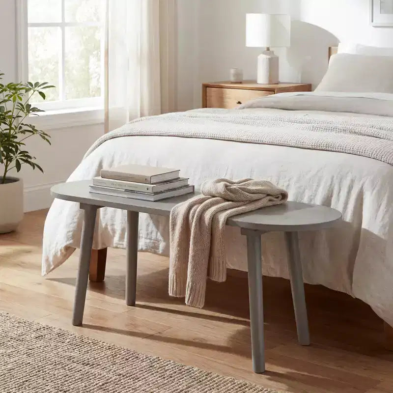 Banc de salle à manger Costway 43'' en bois massif de style ferme, lot de 2 avec pieds en bois d'hévéa pour la cuisine