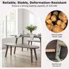 Banc de salle à manger Costway 43'' en bois massif de style ferme, lot de 2 avec pieds en bois d'hévéa pour la cuisine
