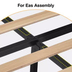 Cadre de lit plateforme capitonné Dyonery Queen avec tête de lit à dossier haut de 130 cm, pieds en bois massif, pas besoin de sommier tapissier, style moderne en lin