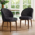 Lot de 2 Chaises de Salle à Manger Mid-Century Modernes, Chaises de Cuisine Rembourrées en Chenille avec Pieds en Bois Massif et Dossier Rond Incurvé - Panipeachy