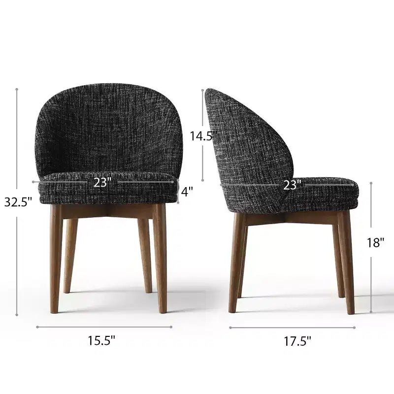 Lot de 2 Chaises de Salle à Manger Mid-Century Modernes, Chaises de Cuisine Rembourrées en Chenille avec Pieds en Bois Massif et Dossier Rond Incurvé - Panipeachy