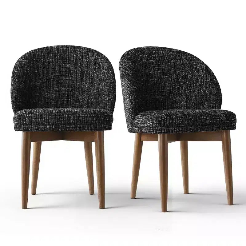 Lot de 2 Chaises de Salle à Manger Mid-Century Modernes, Chaises de Cuisine Rembourrées en Chenille avec Pieds en Bois Massif et Dossier Rond Incurvé - Panipeachy