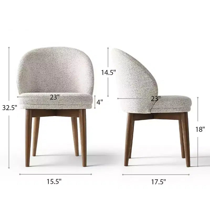 Lot de 2 Chaises de Salle à Manger Mid-Century Modernes, Chaises de Cuisine Rembourrées en Chenille avec Pieds en Bois Massif et Dossier Rond Incurvé - Panipeachy