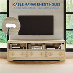Meuble TV Garvee 70 pouces, meuble de divertissement moderne du milieu du siècle avec tiroir sculpté de rangement, console TV, meuble multimédia pour salon, chambre à coucher