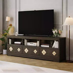 Meuble TV Garvee 70 pouces, meuble de divertissement moderne du milieu du siècle avec tiroir sculpté de rangement, console TV, meuble multimédia pour salon, chambre à coucher