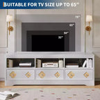 Meuble TV Garvee 70 pouces, meuble de divertissement moderne du milieu du siècle avec tiroir sculpté de rangement, console TV, meuble multimédia pour salon, chambre à coucher