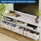 Meuble TV Garvee 70 pouces, meuble de divertissement moderne du milieu du siècle avec tiroir sculpté de rangement, console TV, meuble multimédia pour salon, chambre à coucher