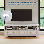 Meuble TV Garvee 70 pouces, meuble de divertissement moderne du milieu du siècle avec tiroir sculpté de rangement, console TV, meuble multimédia pour salon, chambre à coucher