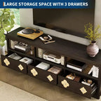 Meuble TV Garvee 70 pouces, meuble de divertissement moderne du milieu du siècle avec tiroir sculpté de rangement, console TV, meuble multimédia pour salon, chambre à coucher