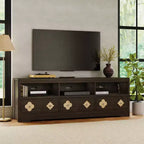 Meuble TV Garvee 70 pouces, meuble de divertissement moderne du milieu du siècle avec tiroir sculpté de rangement, console TV, meuble multimédia pour salon, chambre à coucher