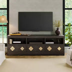 Meuble TV Garvee 70 pouces, meuble de divertissement moderne du milieu du siècle avec tiroir sculpté de rangement, console TV, meuble multimédia pour salon, chambre à coucher