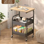 Chariot de rangement roulant à 3 niveaux avec plateau plat, desserte utilitaire en métal robuste avec roulettes verrouillables pour la cuisine, le bureau, le dortoir et le salon, blanc