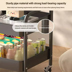 Chariot de rangement roulant à 3 niveaux avec plateau plat, desserte utilitaire en métal robuste avec roulettes verrouillables pour la cuisine, le bureau, le dortoir et le salon, blanc