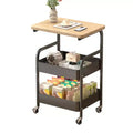 3-Tier Rolling Storage Cart with Flat Top, Heavy-Duty Metal Utility Organizer with Locking Wheels for Kitchen, Office, Dorm & Living Room, White