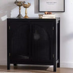 Meuble d'appoint avec portes, buffet en rotin avec rangement, étagère réglable, crédence étroite de 73,6 cm