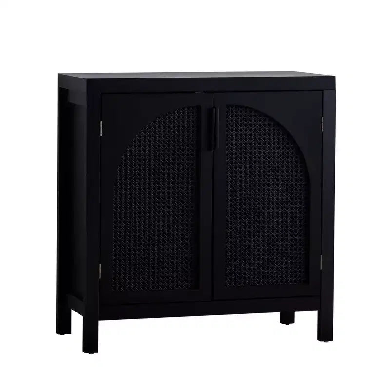 Meuble d'appoint avec portes, buffet en rotin avec rangement, étagère réglable, crédence étroite de 73,6 cm
