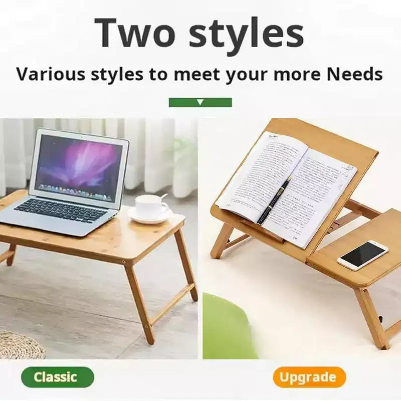 Table pour ordinateur portable pour lit, Plateau de lit pour ordinateur portable, Plateau de genoux en bambou, Hauteur et angle réglables, Plateau pliable pour canapé, divan, sol pour travailler, écrire, lire, manger