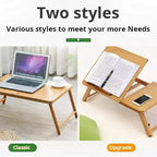 Table pour ordinateur portable pour lit, Plateau de lit pour ordinateur portable, Plateau de genoux en bambou, Hauteur et angle réglables, Plateau pliable pour canapé, divan, sol pour travailler, écrire, lire, manger
