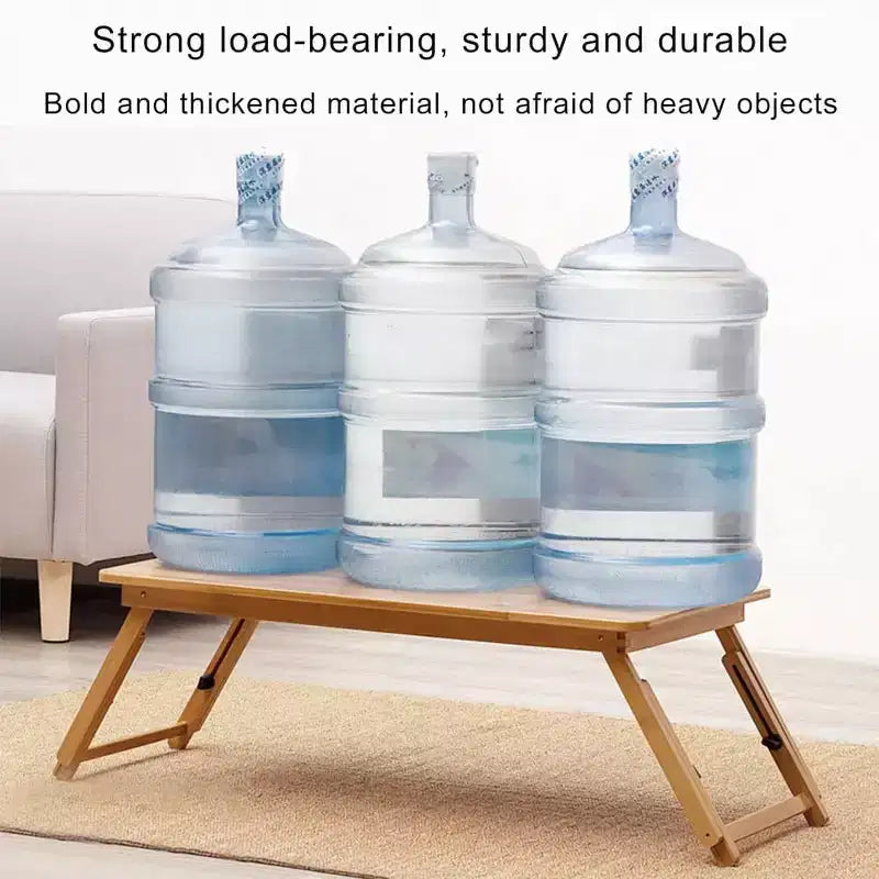 Table pour ordinateur portable pour lit, Plateau de lit pour ordinateur portable, Plateau de genoux en bambou, Hauteur et angle réglables, Plateau pliable pour canapé, divan, sol pour travailler, écrire, lire, manger