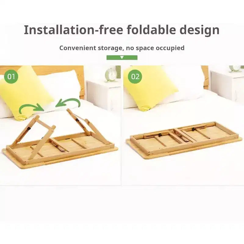 Table pour ordinateur portable pour lit, Plateau de lit pour ordinateur portable, Plateau de genoux en bambou, Hauteur et angle réglables, Plateau pliable pour canapé, divan, sol pour travailler, écrire, lire, manger