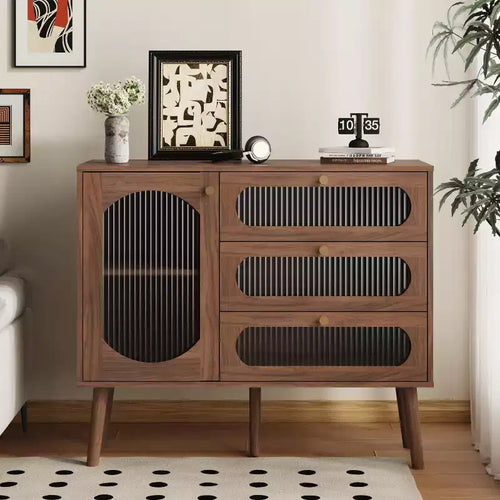 A Decorative Cabinet with Three Drawers and Doors, a Wooden Storage Cabinet with Shelves, Suitable for Living Rooms and Entryways