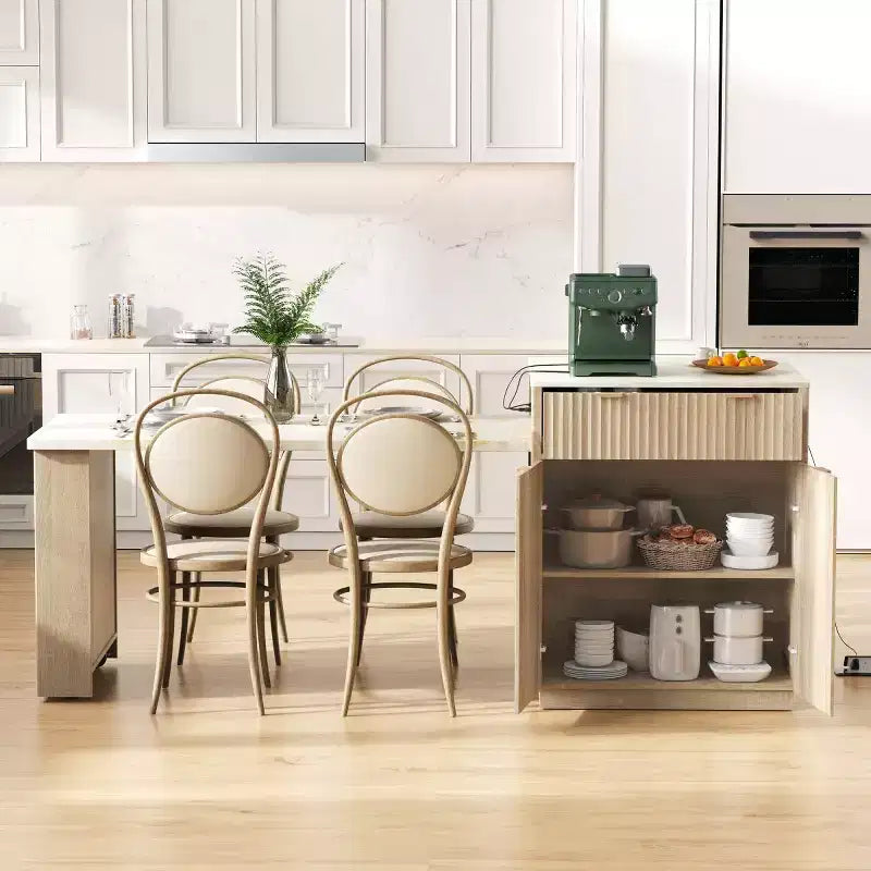 Îlot de cuisine moderne avec table à manger extensible pour 24, îlot de cuisine compact avec rangement pour cuisine ou salle à manger - Panipeachy