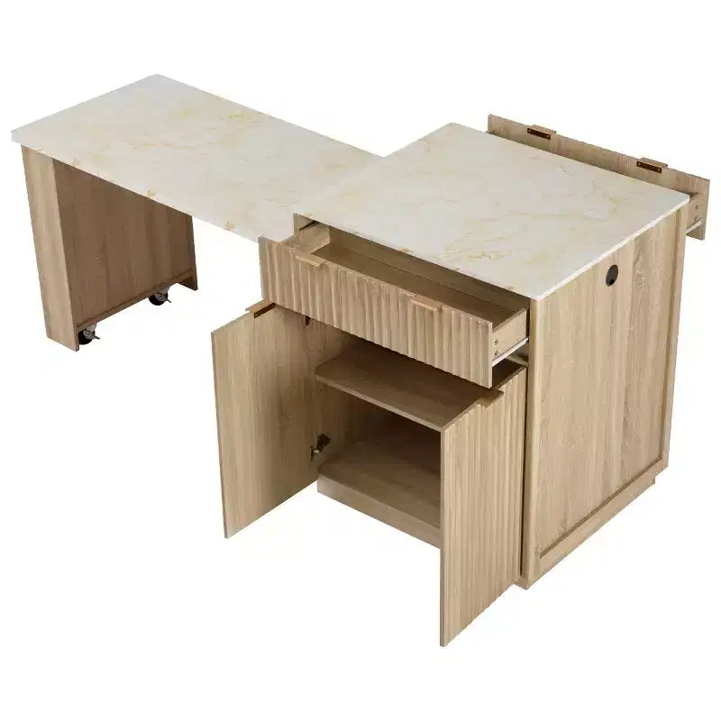 Îlot de cuisine moderne avec table à manger extensible pour 24, îlot de cuisine compact avec rangement pour cuisine ou salle à manger - Panipeachy
