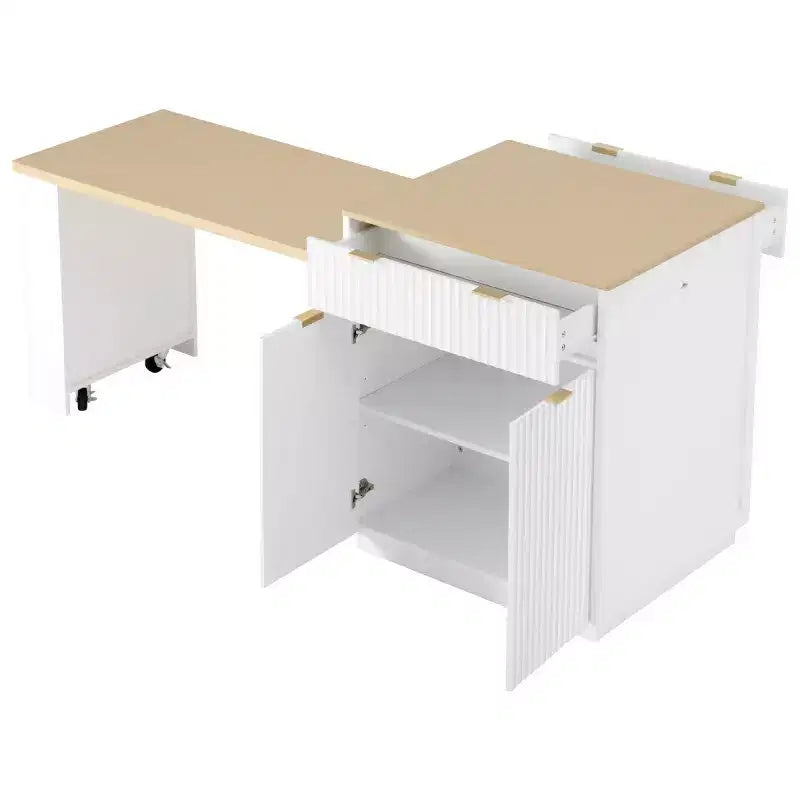 Îlot de cuisine moderne avec table à manger extensible pour 24, îlot de cuisine compact avec rangement pour cuisine ou salle à manger - Panipeachy