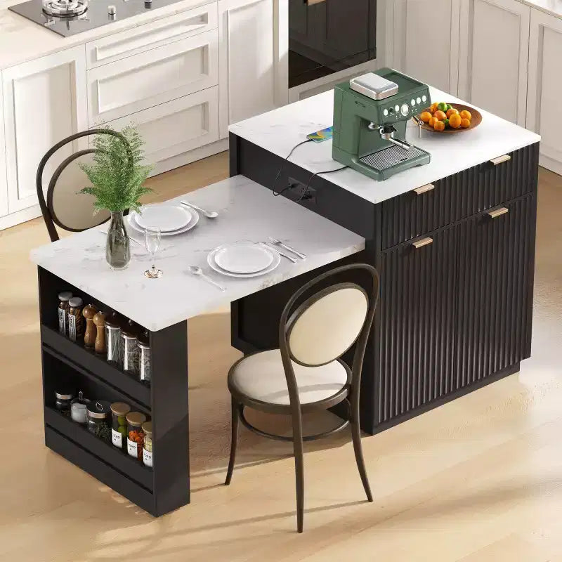 Îlot de cuisine moderne avec table à manger extensible pour 24, îlot de cuisine compact avec rangement pour cuisine ou salle à manger - Panipeachy