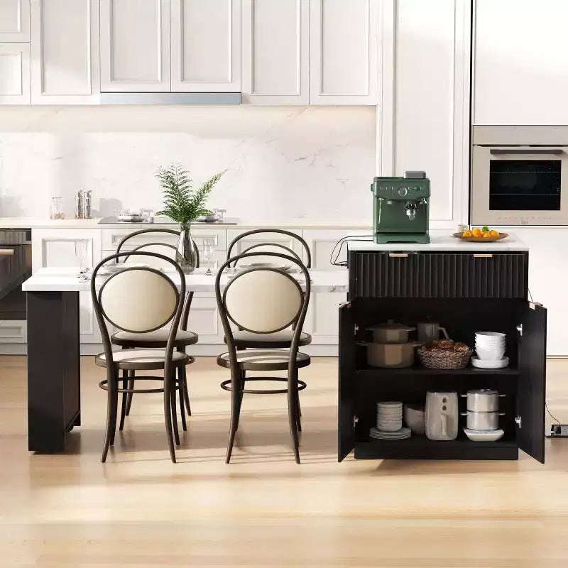 Îlot de cuisine moderne avec table à manger extensible pour 24, îlot de cuisine compact avec rangement pour cuisine ou salle à manger - Panipeachy