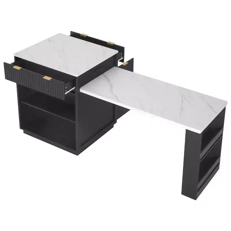 Îlot de cuisine moderne avec table à manger extensible pour 24, îlot de cuisine compact avec rangement pour cuisine ou salle à manger - Panipeachy