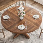 Table à manger ronde pour 4 personnes, table de salle à manger de 119 cm avec piètement en bois, table de cuisine ronde pour salle à manger, cuisine, salon (table uniquement)
