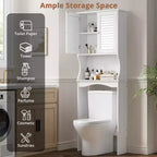 Meuble WC Acekool, étagère réglable, portes persiennes, anti-basculement, résistant à l'eau, blanc, pour petites salles de bains
