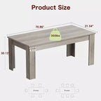 71 Grande table à manger pour 6-8 personnes, Grande table de cuisine rectangulaire de style rustique, Bois, Cadre épais et pieds triangulaires robustes, Base à lattes de bois