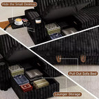 Canapé convertible d'angle MooxvMoo 122 avec rangement, table d'appoint, ports USB et porte-gobelets Jet, avec lit gigogne et dossier réglable